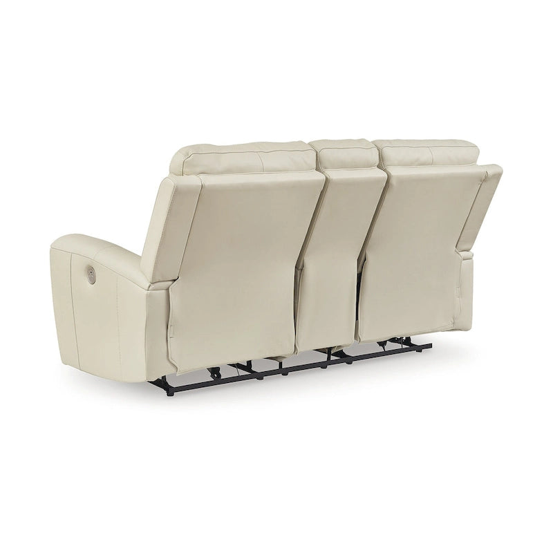 Canapé deux places inclinable électrique Dahlmoore Beige avec console - 76 po L x 42 po P x 40 po H
