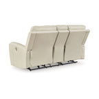 Canapé deux places inclinable électrique Dahlmoore Beige avec console - 76 po L x 42 po P x 40 po H