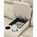 Canapé deux places inclinable électrique Dahlmoore Beige avec console - 76 po L x 42 po P x 40 po H