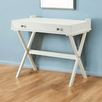 34 Bureau rabattable en bois blanc vieilli