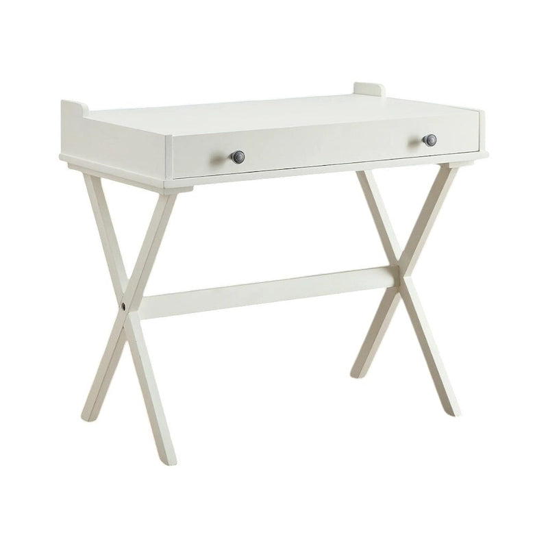 34 Bureau rabattable en bois blanc vieilli