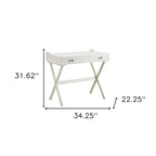 34 Bureau rabattable en bois blanc vieilli