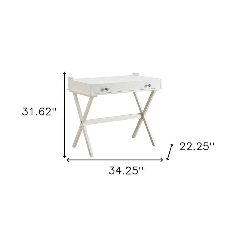 34 Bureau rabattable en bois blanc vieilli