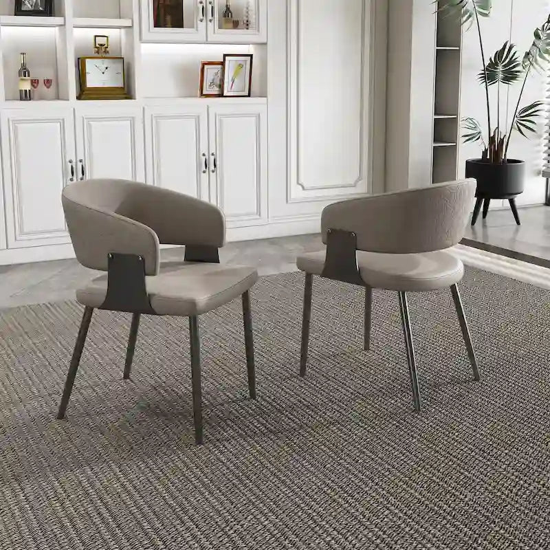 Chaise de salle à manger en cuir PU avec pieds en métal - Accoudoirs ergonomiques, coussin en éponge confortable
