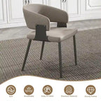 Chaise de salle à manger en cuir PU avec pieds en métal - Accoudoirs ergonomiques, coussin en éponge confortable