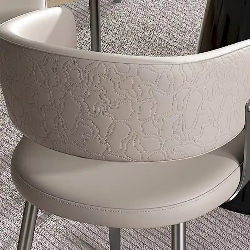 Chaise de salle à manger en cuir PU avec pieds en métal - Accoudoirs ergonomiques, coussin en éponge confortable
