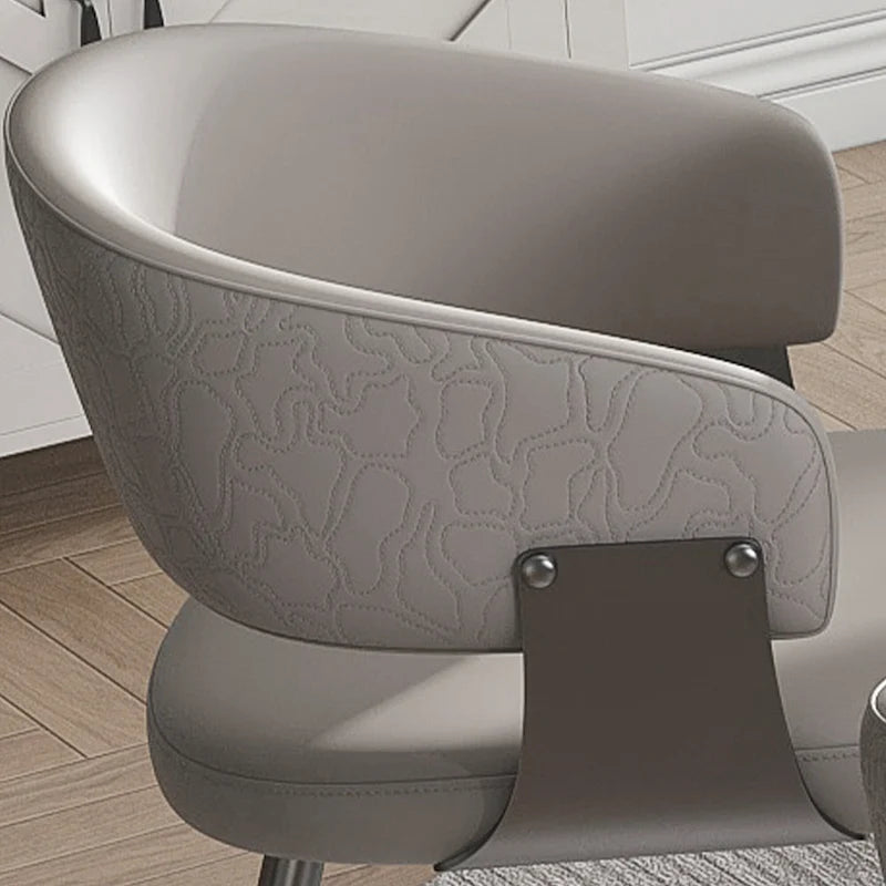 Chaise de salle à manger en cuir PU avec pieds en métal - Accoudoirs ergonomiques, coussin en éponge confortable