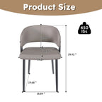 Chaise de salle à manger en cuir PU avec pieds en métal - Accoudoirs ergonomiques, coussin en éponge confortable