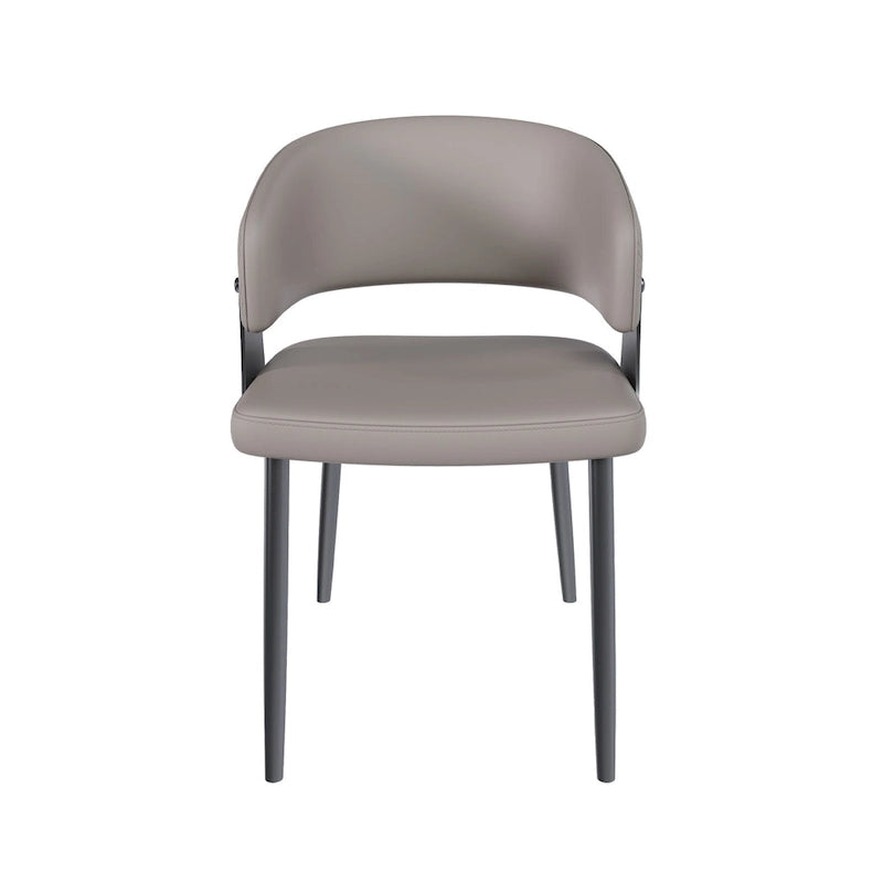 Chaise de salle à manger en cuir PU avec pieds en métal - Accoudoirs ergonomiques, coussin en éponge confortable