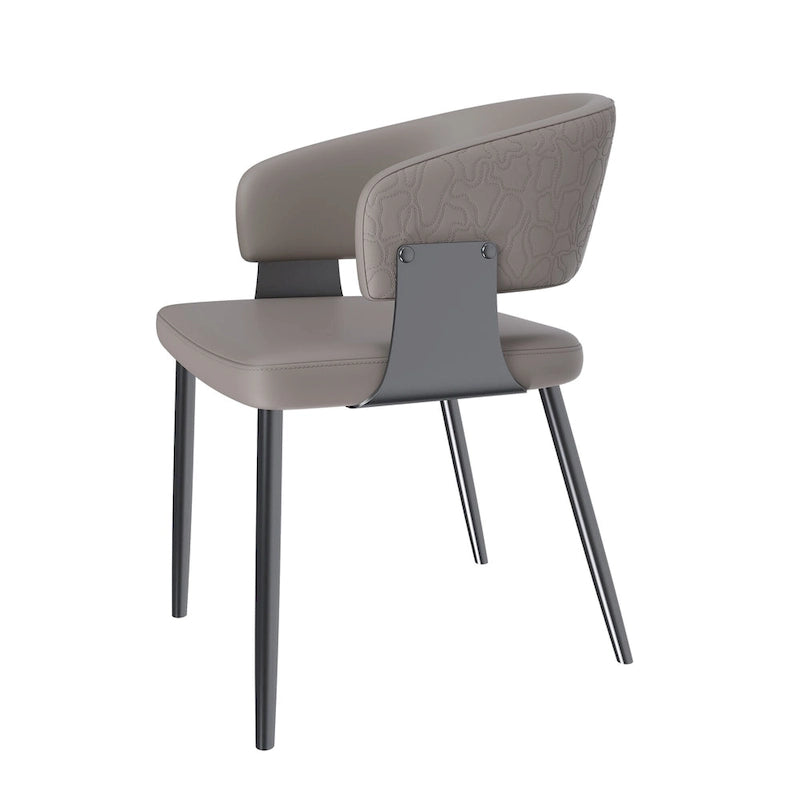 Chaise de salle à manger en cuir PU avec pieds en métal - Accoudoirs ergonomiques, coussin en éponge confortable