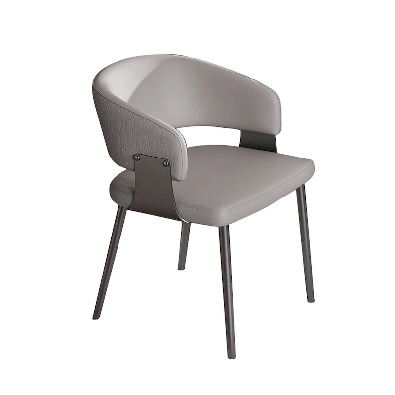 Chaise de salle à manger en cuir PU avec pieds en métal - Accoudoirs ergonomiques, coussin en éponge confortable