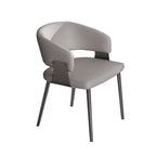 Chaise de salle à manger en cuir PU avec pieds en métal - Accoudoirs ergonomiques, coussin en éponge confortable