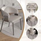 Chaise de salle à manger en cuir PU avec pieds en métal - Accoudoirs ergonomiques, coussin en éponge confortable