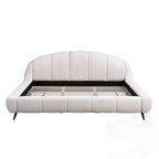 Lit plateforme King Size en chenille, design coquillage
