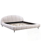 Lit plateforme King Size en chenille, design coquillage