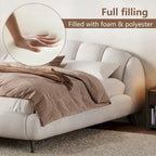 Lit plateforme King Size en chenille, design coquillage