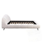 Lit plateforme King Size en chenille, design coquillage