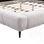 Lit plateforme King Size en chenille, design coquillage