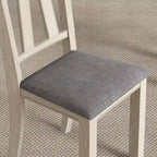 Chaise de salle à manger en bois massif avec assise en tissu de lin