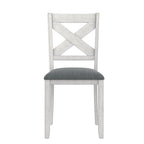 Chaise de salle à manger en bois massif avec assise en tissu de lin