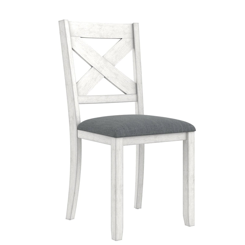 Chaise de salle à manger en bois massif avec assise en tissu de lin