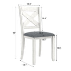 Chaise de salle à manger en bois massif avec assise en tissu de lin