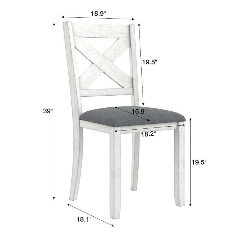 Chaise de salle à manger en bois massif avec assise en tissu de lin
