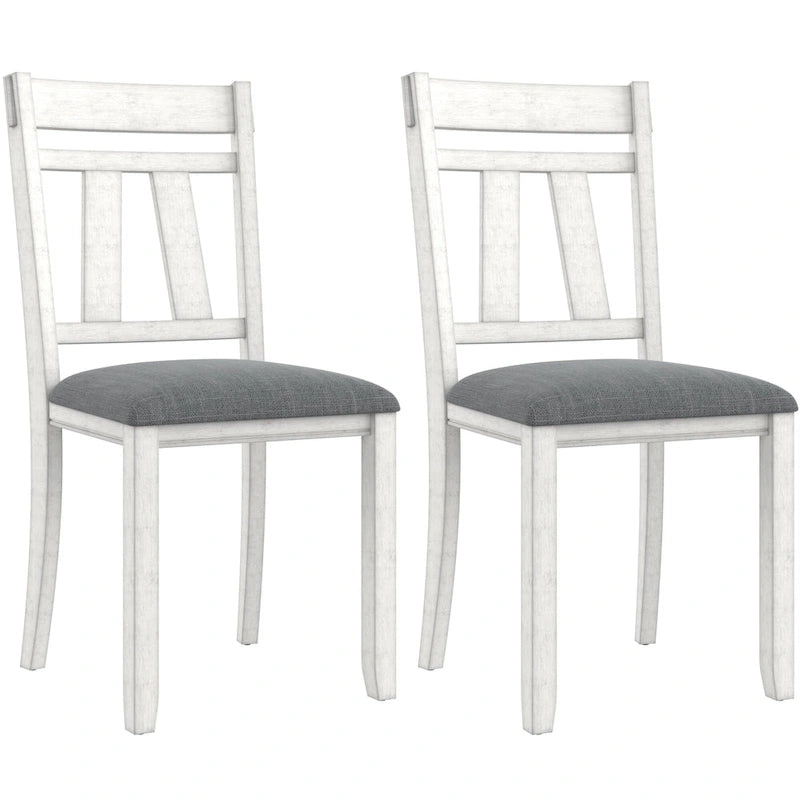 Chaise de salle à manger en bois massif avec assise en tissu de lin