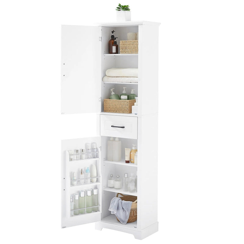 Meuble de salle de bain autoportant à 2 portes, étagères réglables et rangement de porte, Organisateur de salle de bain haut