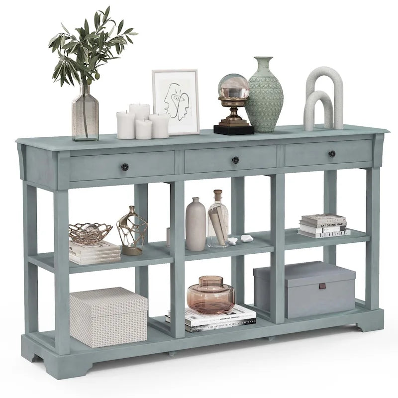 Console de rangement longue style rétro 58"