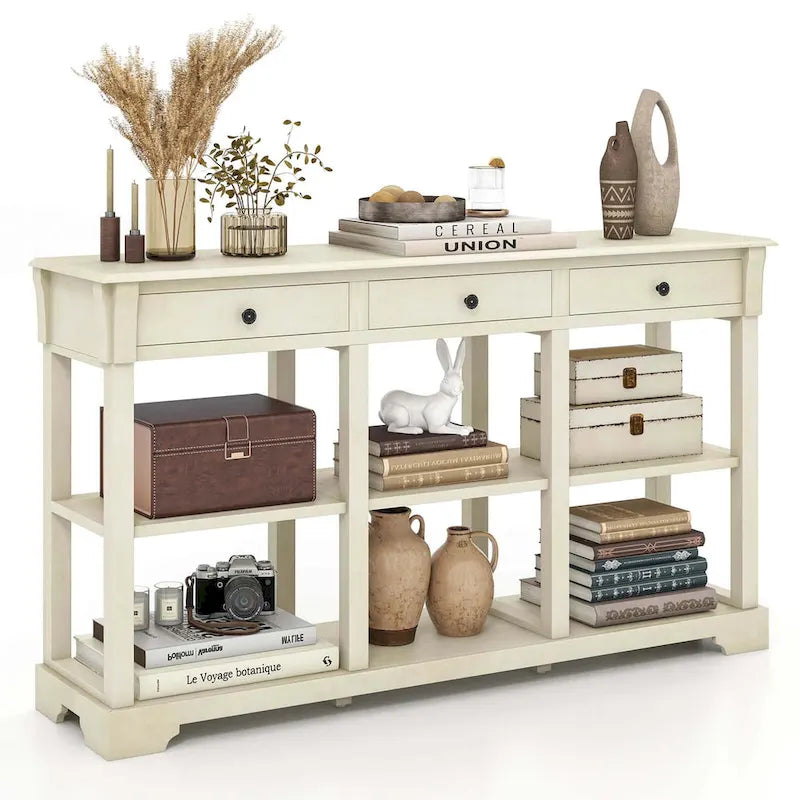 Console de rangement longue style rétro 58"