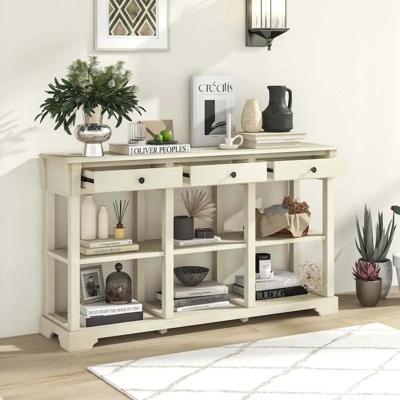 Console de rangement longue style rétro 58"