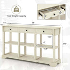 Console de rangement longue style rétro 58"