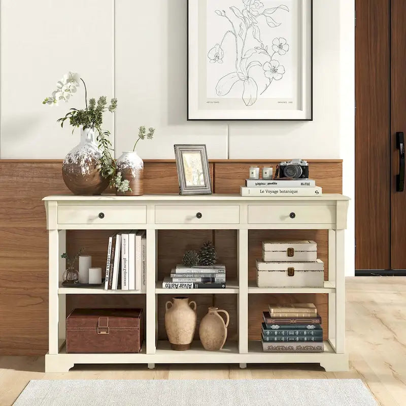 Console de rangement longue style rétro 58"