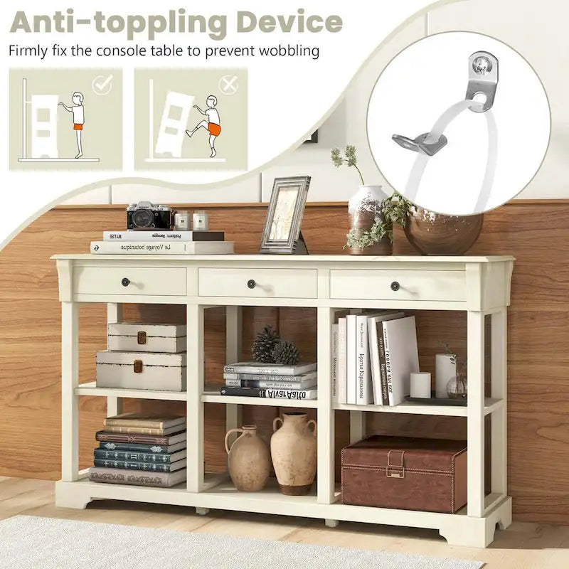 Console de rangement longue style rétro 58"
