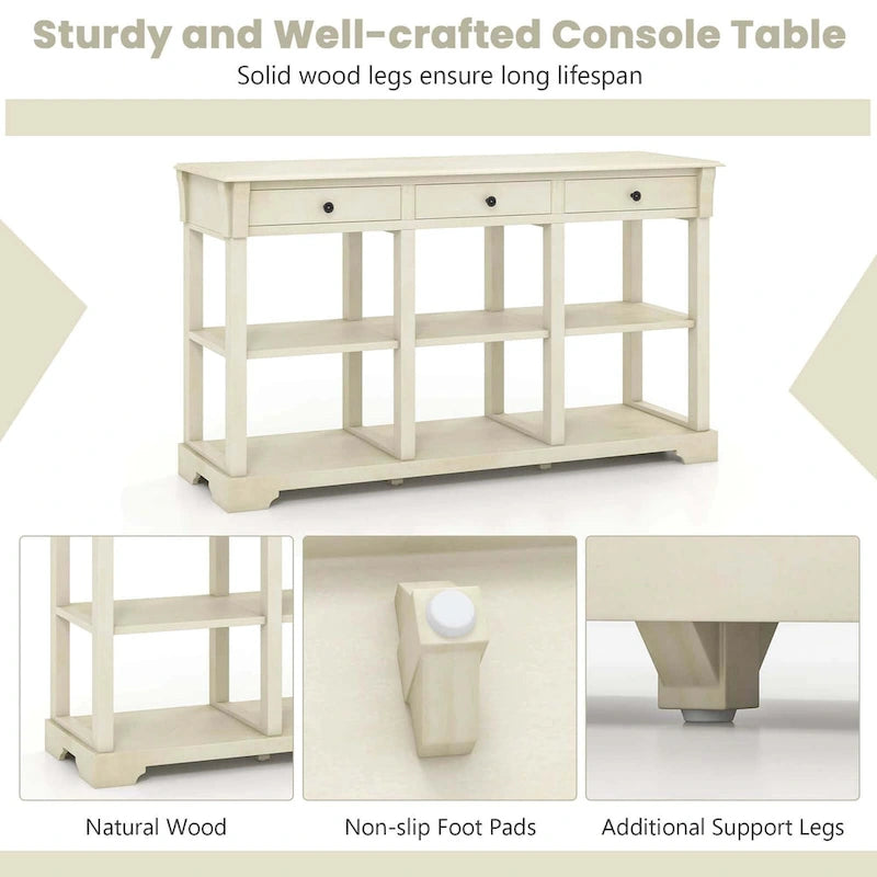 Console de rangement longue style rétro 58"