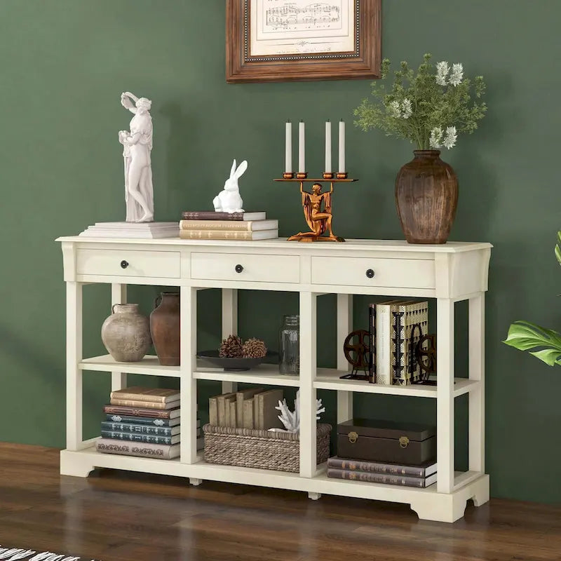 Console de rangement longue style rétro 58"