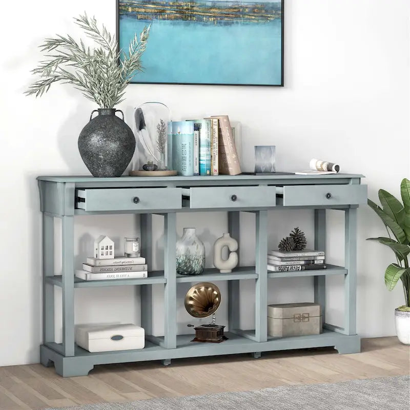 Console de rangement longue style rétro 58"