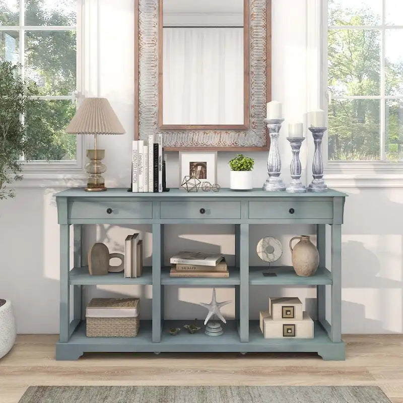 Console de rangement longue style rétro 58"