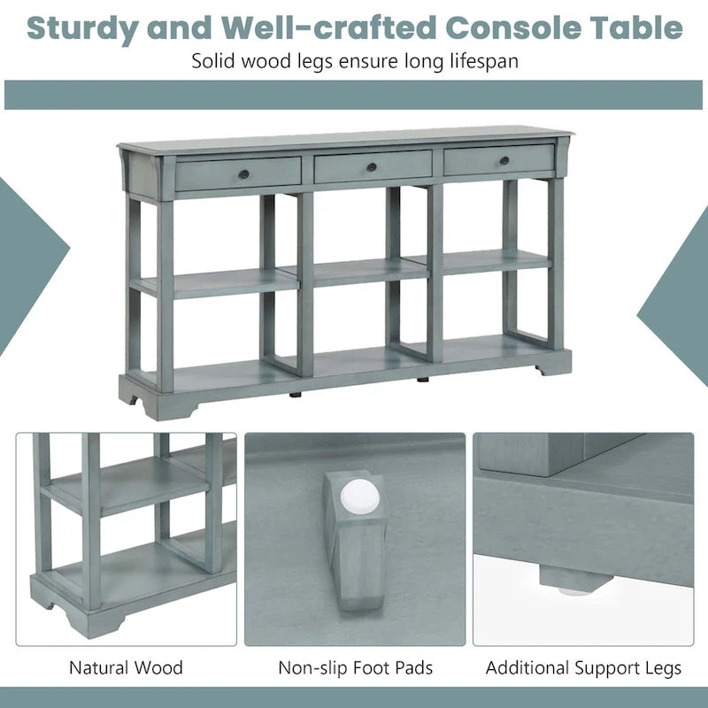 Console de rangement longue style rétro 58"