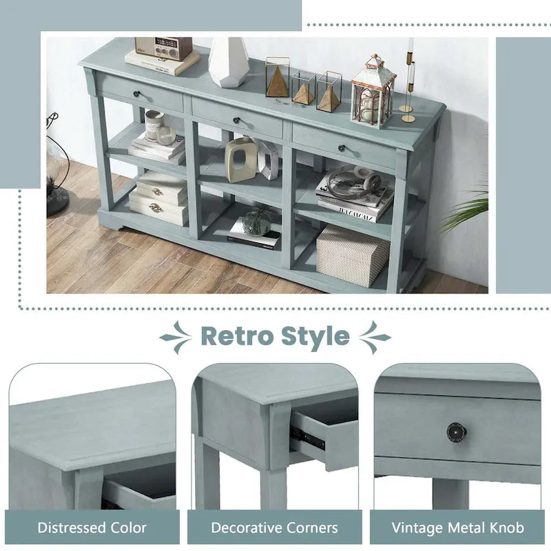 Console de rangement longue style rétro 58"