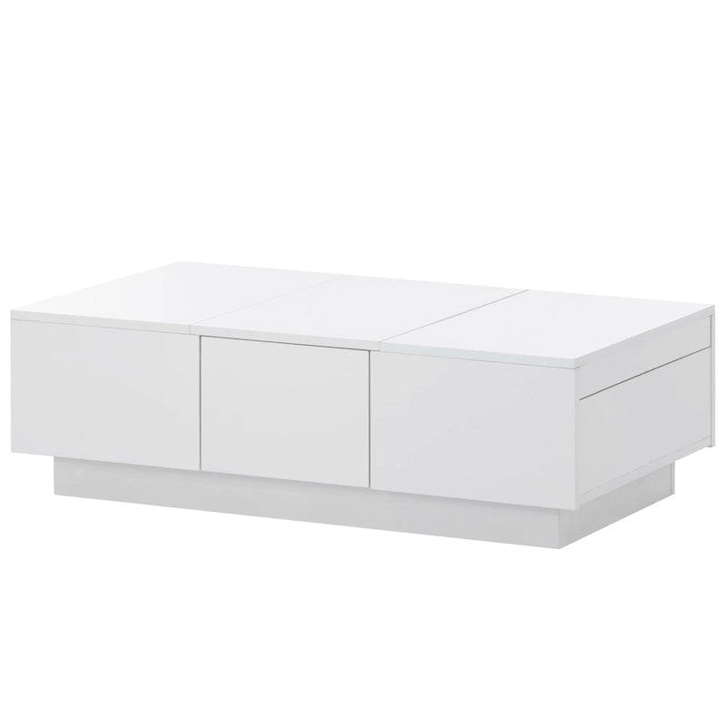 Table Basse Moderne et Élégante Table Basse Relevable avec 2 Grands Compartiments de Rangement et 2 Tiroirs, pour Salon