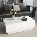 Table Basse Moderne et Élégante Table Basse Relevable avec 2 Grands Compartiments de Rangement et 2 Tiroirs, pour Salon