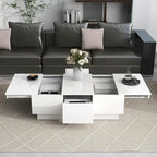 Table Basse Moderne et Élégante Table Basse Relevable avec 2 Grands Compartiments de Rangement et 2 Tiroirs, pour Salon