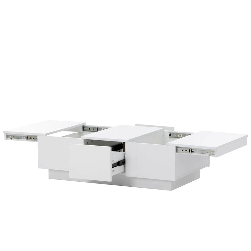 Table Basse Moderne et Élégante Table Basse Relevable avec 2 Grands Compartiments de Rangement et 2 Tiroirs, pour Salon