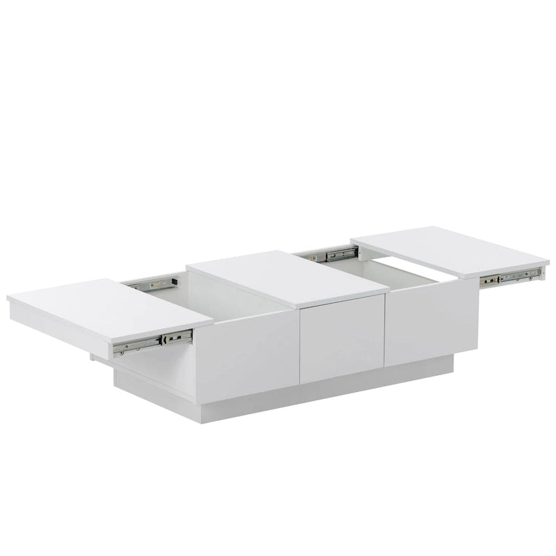 Table Basse Moderne et Élégante Table Basse Relevable avec 2 Grands Compartiments de Rangement et 2 Tiroirs, pour Salon