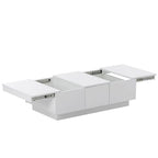Table Basse Moderne et Élégante Table Basse Relevable avec 2 Grands Compartiments de Rangement et 2 Tiroirs, pour Salon