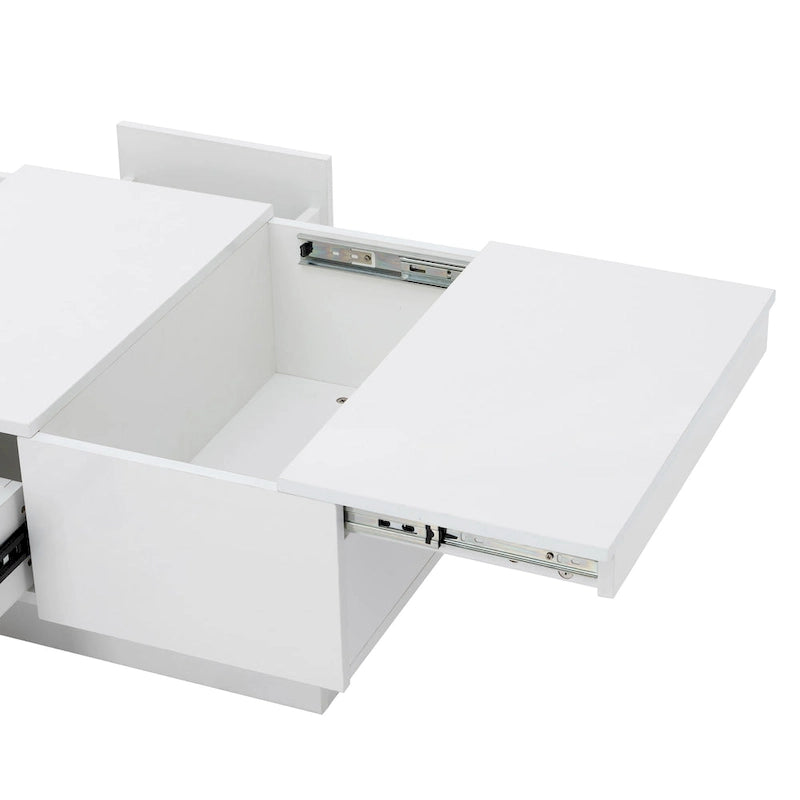 Table Basse Moderne et Élégante Table Basse Relevable avec 2 Grands Compartiments de Rangement et 2 Tiroirs, pour Salon