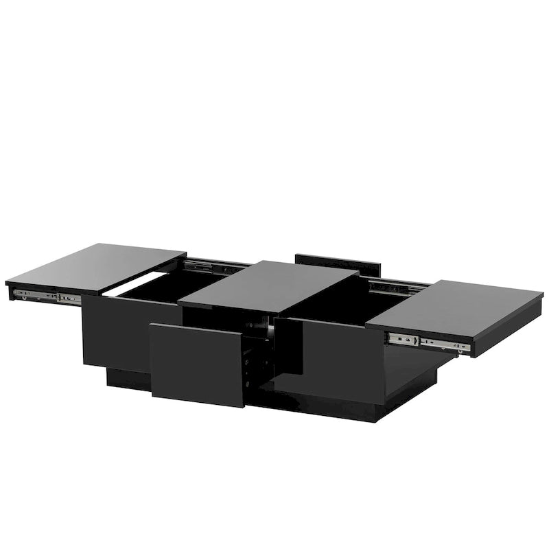 Table Basse Moderne et Élégante Table Basse Relevable avec 2 Grands Compartiments de Rangement et 2 Tiroirs, pour Salon