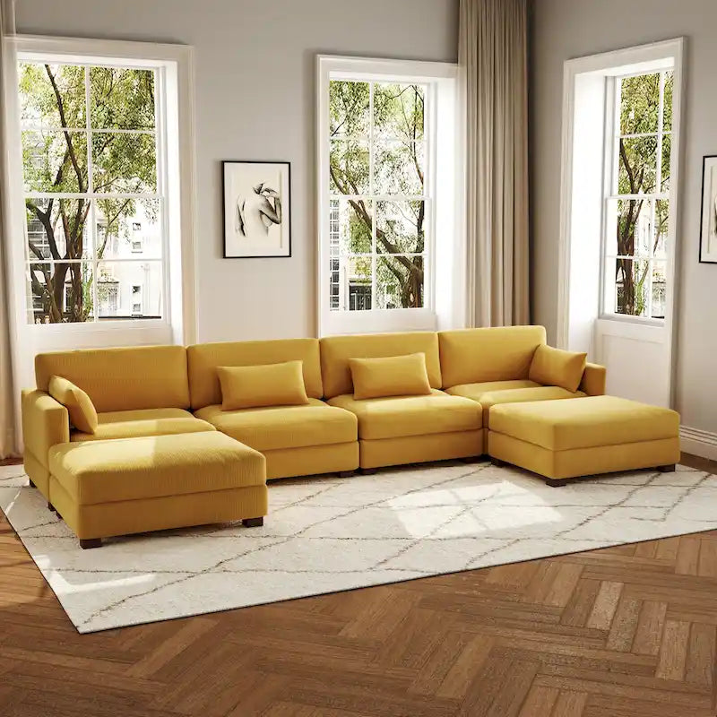 Canapé d'angle en U avec pouf